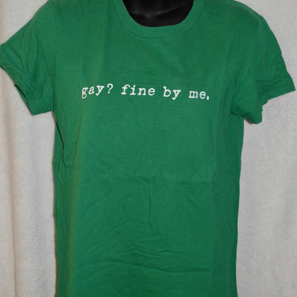American Apparel "Gay? Fine by Me" T-shirt - Picture 1 of 3